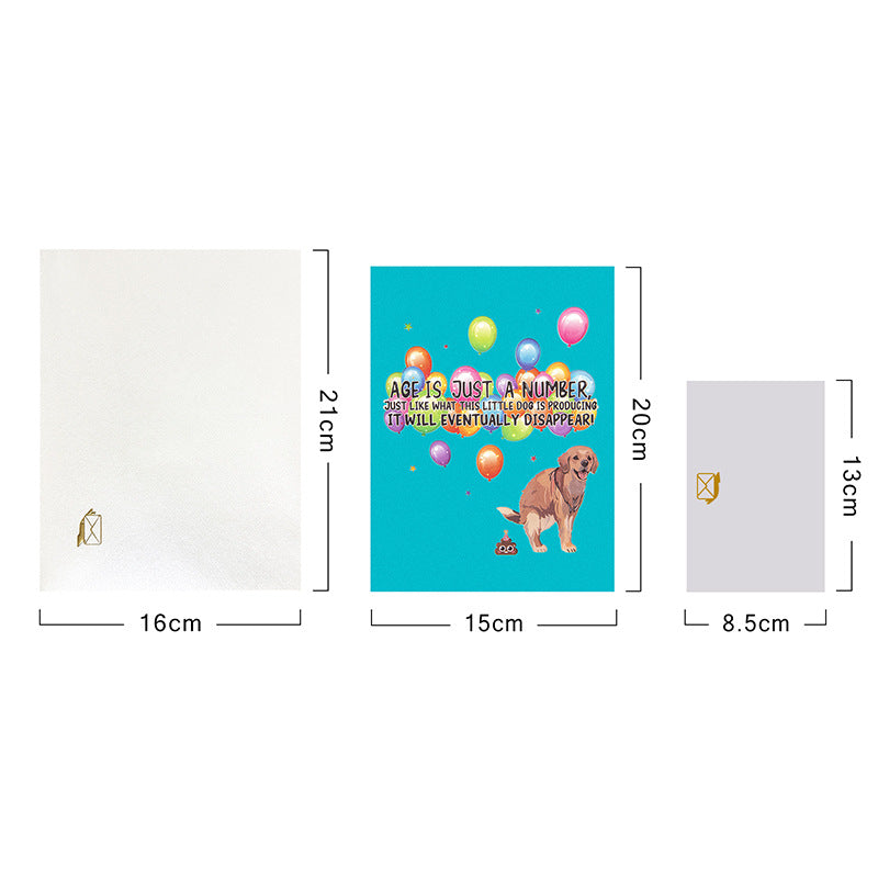 Funny Labrador Feces 3D Birthday Cards Gift with Envelope Creative 3D Dog Greeting Card Colorful Pet Birthday Card with Blessing