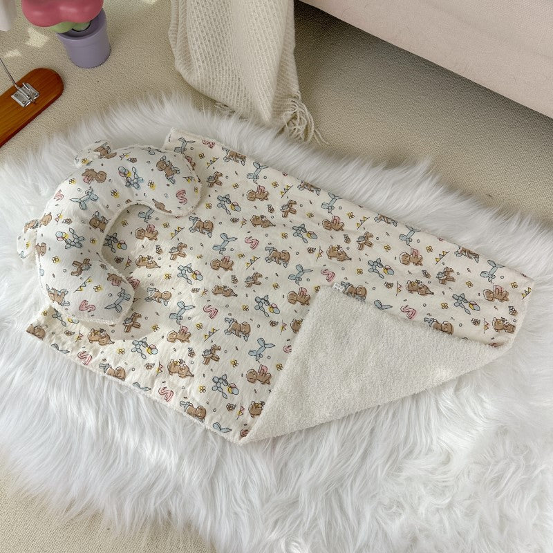 Pet Blanket With Pillow Dog and Cat Printed Nest Mat Dog and Cat Sleeping Pillow Quilt Warm mat for puppy
