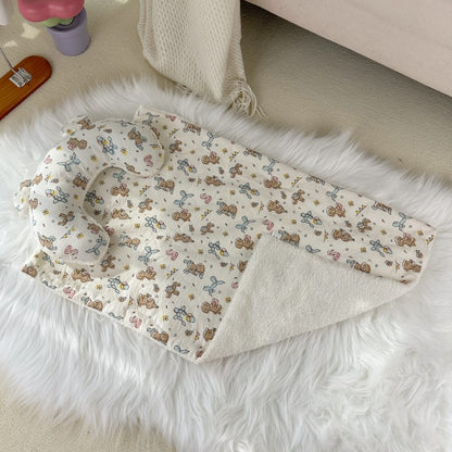 Pet Blanket With Pillow Dog and Cat Printed Nest Mat Dog and Cat Sleeping Pillow Quilt Warm mat for puppy