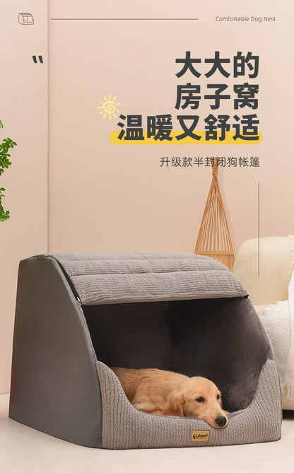 New Kennel Warm Winter Medium Large Dog Golden Retriever Removable and Washable Closed Bed Room  Villa Cat Nest Pet Supplies