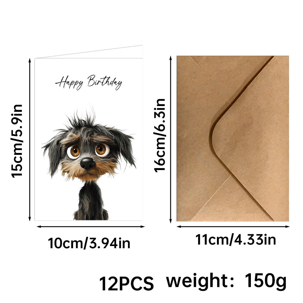 12-Pack Assorted Dog Birthday Greeting Cards with Envelopes - Unique Canine Designs for Friends, Festive Holiday Celebrations