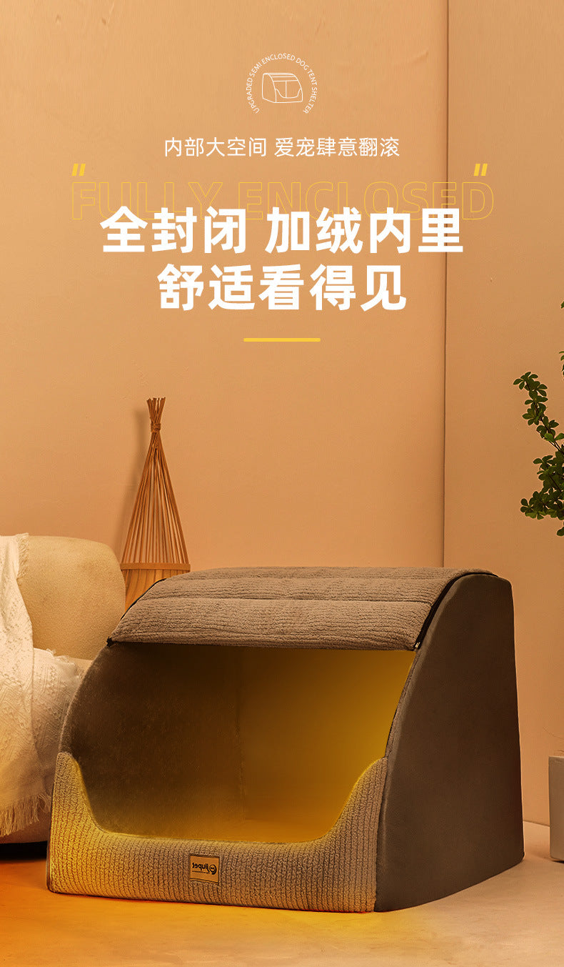 New Kennel Warm Winter Medium Large Dog Golden Retriever Removable and Washable Closed Bed Room  Villa Cat Nest Pet Supplies