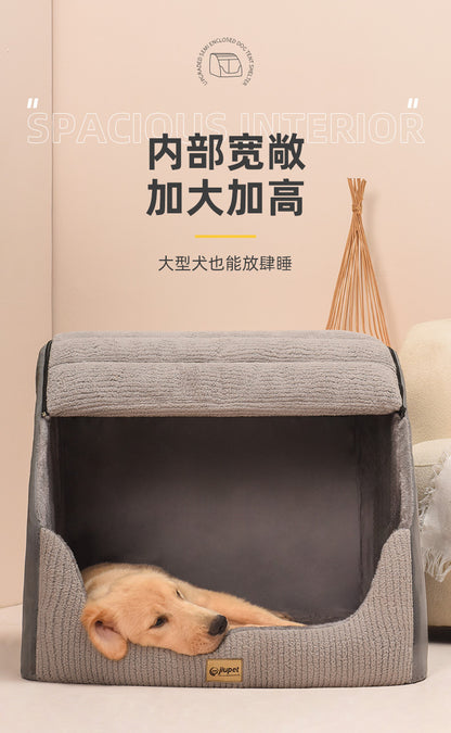 New Kennel Warm Winter Medium Large Dog Golden Retriever Removable and Washable Closed Bed Room  Villa Cat Nest Pet Supplies