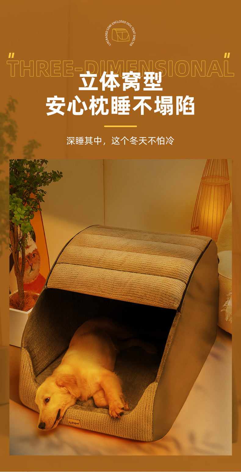 New Kennel Warm Winter Medium Large Dog Golden Retriever Removable and Washable Closed Bed Room  Villa Cat Nest Pet Supplies