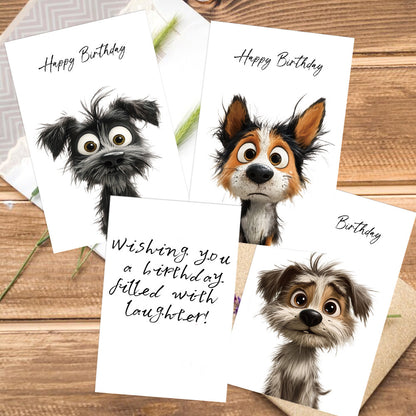12-Pack Assorted Dog Birthday Greeting Cards with Envelopes - Unique Canine Designs for Friends, Festive Holiday Celebrations