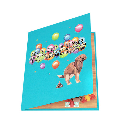 Funny Labrador Feces 3D Birthday Cards Gift with Envelope Creative 3D Dog Greeting Card Colorful Pet Birthday Card with Blessing