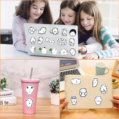72 Sheets Swollen Eye Cat Stickers Black Sketch Cute Animal Water Cup Computer Mobile Phone Decoration Waterproof Stickers