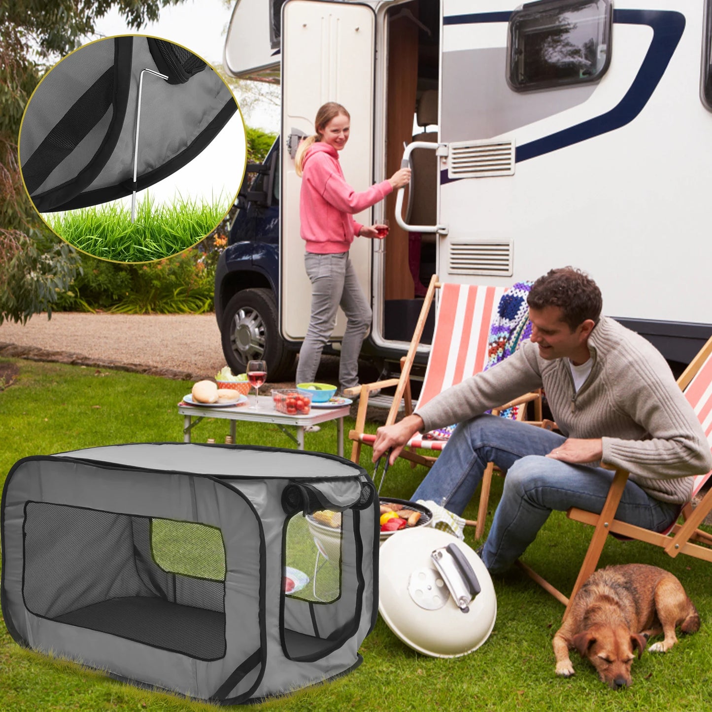 Dog Travel Crate Portable Pop Up Dog Crate with Zipper Mesh Door Foldable Small Dog Seat Kennel for Indoor Outdoor Puppy Cat