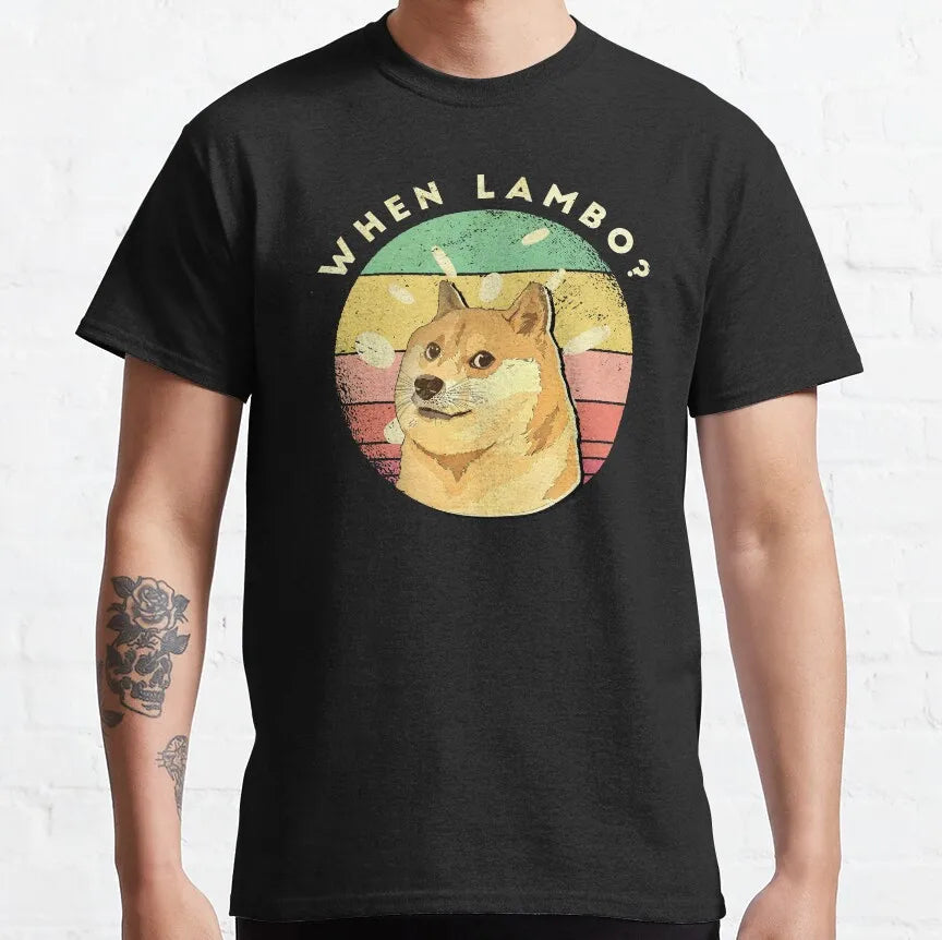 the CRYPTO DOG -Dogecoin Crypto Doge Coin Faux Pocket T-Shirt for Men, Amazing Pure Cotton Tees, Round Neck Short Sleeve T-Shirts, Graphic Clothes