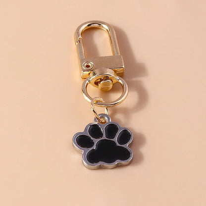Cute Enamel Puppy Dog Cat Paw Keychain Footprint Key Ring Pendants for Women Girls Handbag Decor DIY Handmade Jewelry  Gifts