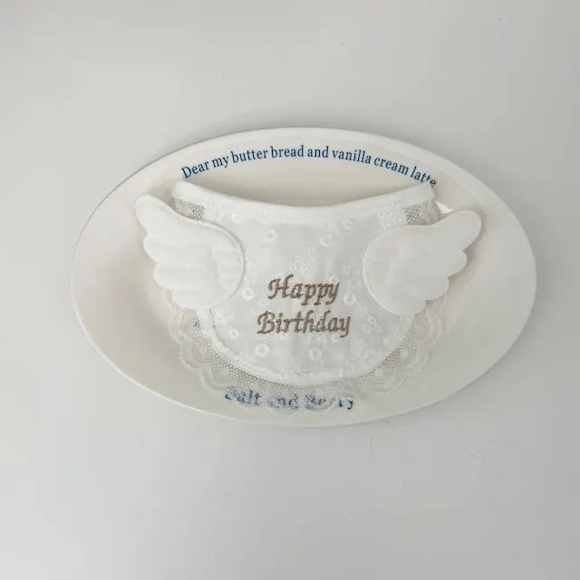 Cute Wing Dog Birthday Party Bib Pet Cat Saliva Towel Bib Teddy Pet Decoration Dog Triangle Scarf Pet Supplies Cat Accessories