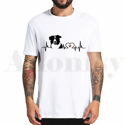 the BORDER COLLIE - Border Collie Print T-Shirt, Hip Hop Girl Print Top Tees, Harajuku Dog Cartoon Funny Kawaii Art T-Shirts, Men Fashion Summer T-Shirts