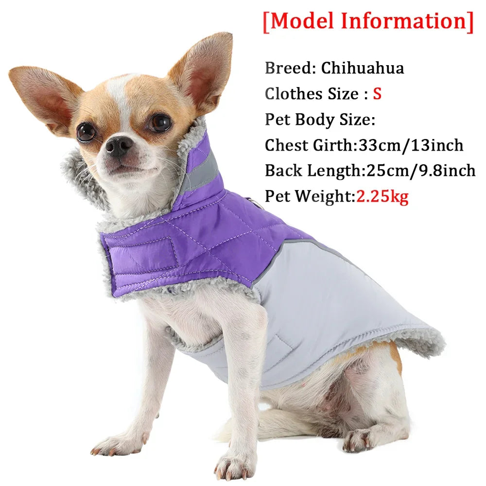 Reflective Pet Clothes For Small Large Dogs Warm Thicken Fleece Dog Vest Coat For Winter Plaid Puppy Parka With D-ring Labrador