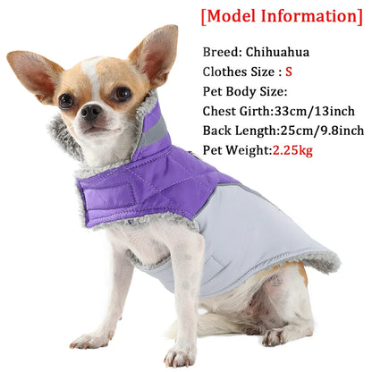 Reflective Pet Clothes For Small Large Dogs Warm Thicken Fleece Dog Vest Coat For Winter Plaid Puppy Parka With D-ring Labrador