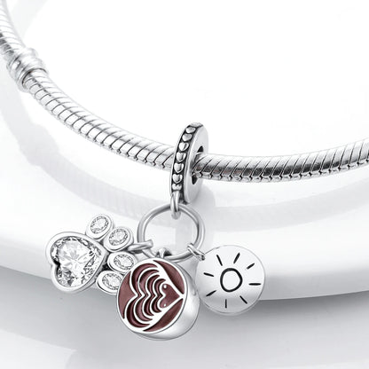 Dog Pet Charms 925 Silver Doggy Paw French Bulldog Bones Beads fit Original Bracelet DIY Fine Jewelry