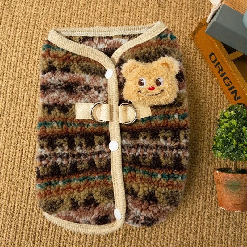 Fleece Dog Coat Puppy Winter Clothes Thin Cardigan Vest Chihuahua Bichon Costume Plush Warm Dog Coat Jacket Luxury Dog Clothing