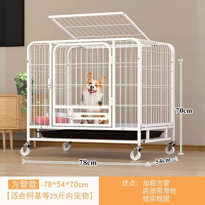 Heavy Duty Dog Cage Large Medium Pet Cage with Toilet Full Square Tube Indoor Dog House