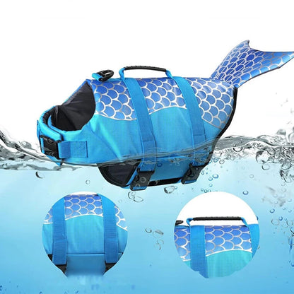 the MER-DOG - Pet Dog Life Jacket, Enhanced Buoyancy Small Dogs Swimming Clothes, Safety Vest with Handle for Medium/Large Dog, Surfing Costume