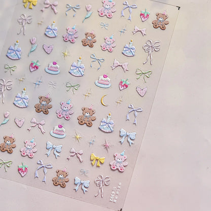 Colorful Balloon Cute Puppy Flower Cherry Bowknot Love Happy Dog Animal Self Adhesive Nail Art Sticker Decoration Manicure Decal