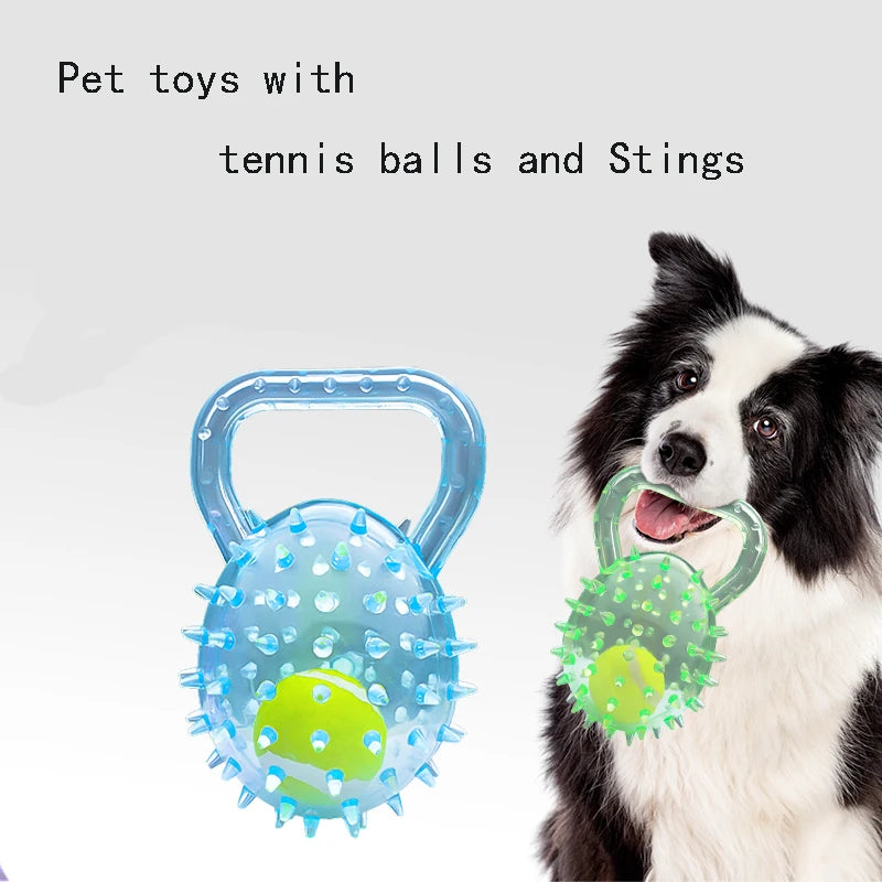 Pet dog toy with Football and Soft Thorn, made of soft rubber, suitable for large, medium and small dogs.