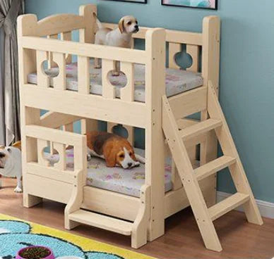 Kennel Solid Wood High and Low Bed Bunk Cat Nest Teddy Nest Dog Cot Cat Bed Dog Supplies Universal in All Seasons