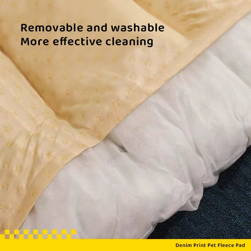 Velour Soft Pet Bed Warm Sleeping Pad for Small Medium And Large Dogs Removable Cover Pet Mat Comfortable Cushion for Cats And D