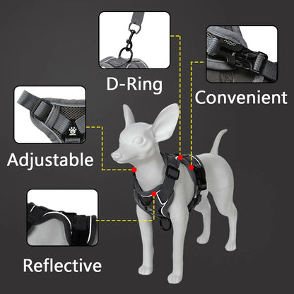 the AIRPAW REFLECTIVE HARNESS - Pet Harness and Leash Set, Reflective Walking Puppy Vest Chest Strap for Small Dogs/Cats, Breathable Outdoor Harnesses With D-Ring