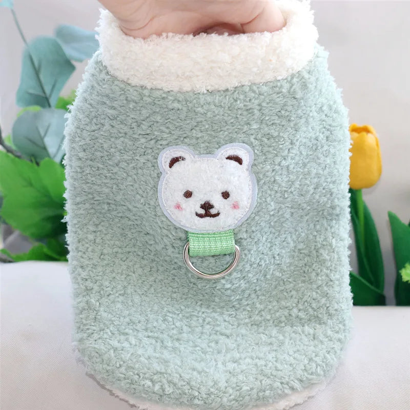 Winter Warm Dog Clothes with D-ring Plush Dog Coat for Small Medium Dogs Soft Puppy Clothes Chihuahua Yorkie Clothing Pet Supply