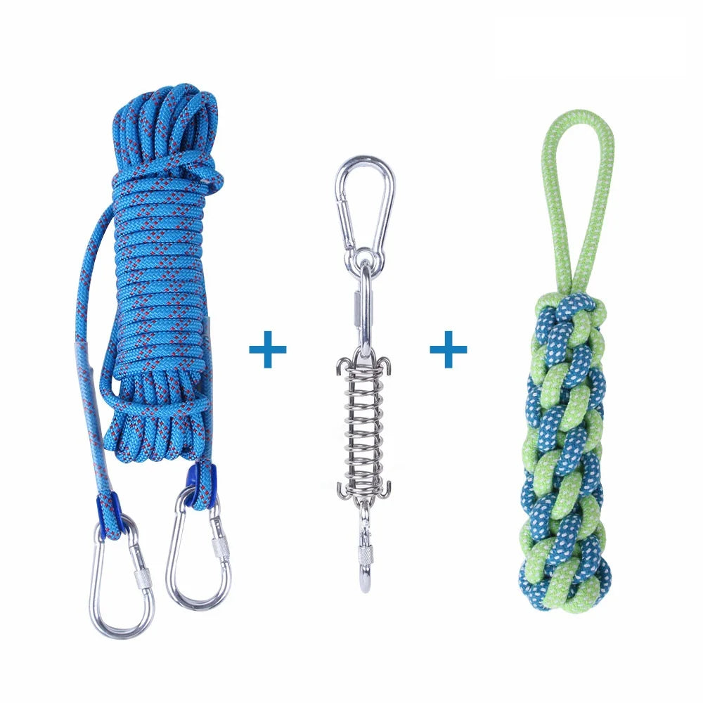 Spring Pole Dogs Toys Large Medium Dog Play Outdoor Hanging Exercise Rope Spring Pull Tug Muscle Builder Exercise Tools For Dogs