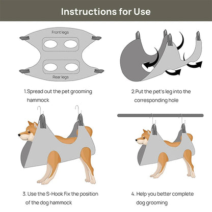 Pet Hammock Repairing Nail Auxiliary Holder Cat Dog Grooming Hammock Restraint Bag with 2 Hooks Cat Grooming Cleaning Holder