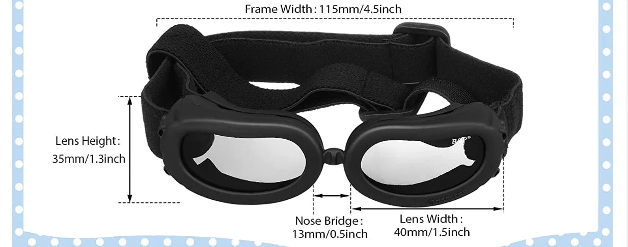 the SANTASIGHT PET SHADES - Small Dog Christmas Decorations Sunglasses, UV Protection Goggles, Eye Wear Protection with Adjustable Strap, Waterproof Pet Sunglasses