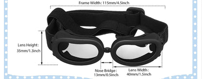 the SANTASIGHT PET SHADES - Small Dog Christmas Decorations Sunglasses, UV Protection Goggles, Eye Wear Protection with Adjustable Strap, Waterproof Pet Sunglasses