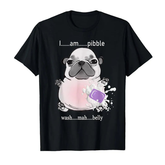the PIBBLE BELLY WASH - "I Am Pibble Wash My Belly" Pibble Meme Funny Dog Brain Rott T-Shirt for Men/Women, 100% Cotton T-Shirts Short Sleeve Tops