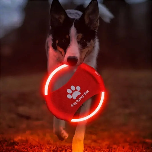 Dog Toy LED Glowing Rechargeable Disc Flying Toys with 3 Light Modes Pet Interactive Toys Training Throwing Dog Accessories