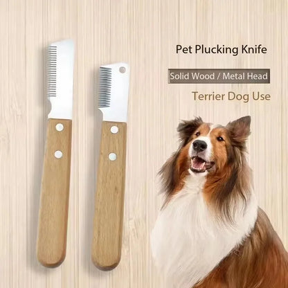 Professional Grooming Dog Comb Stainless Steel Wooden Handle Stripping Knife Pet Hair Remover Pluck Excess Undercoat accessories