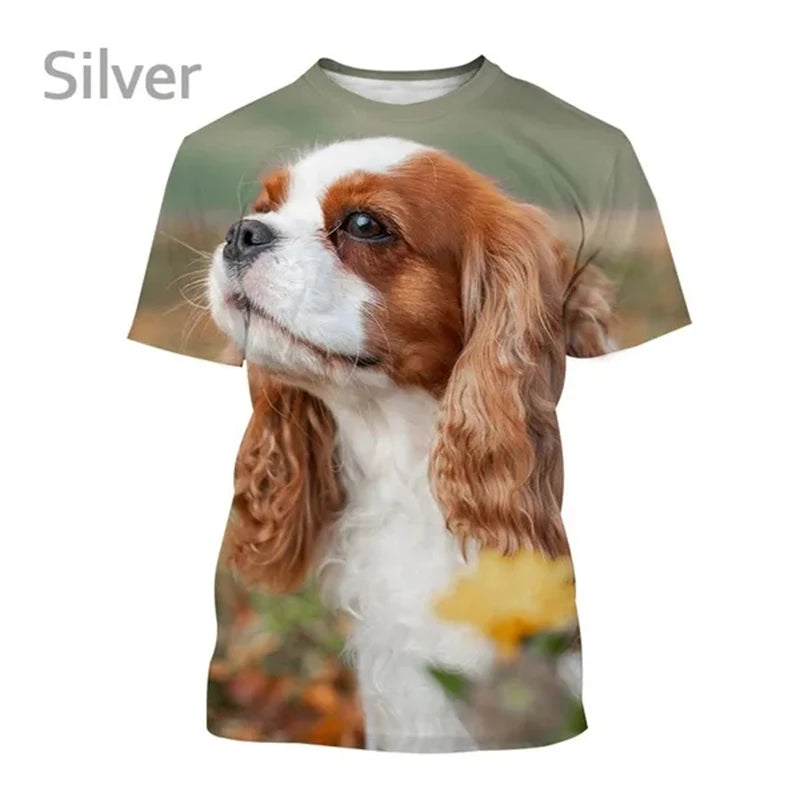 the COOL CAVALIER - Beautiful Cavalier Dog 3D Printed T-Shirt, King Charles Spaniel Fashion, Men/Women's Personality Hip Hop Casual T-Shirt Tees Tops