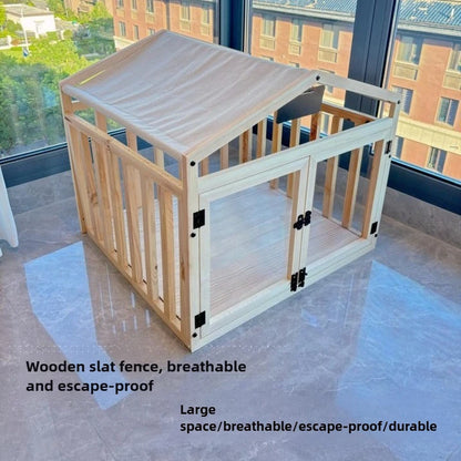 the WOODEN DOGHOUSE - Doghouse, Dog Cage, Wooden Enclosed Pet Fence for Small/Medium/Large Dogs, Indoor/Outdoor Kennel, Playpen Barrier