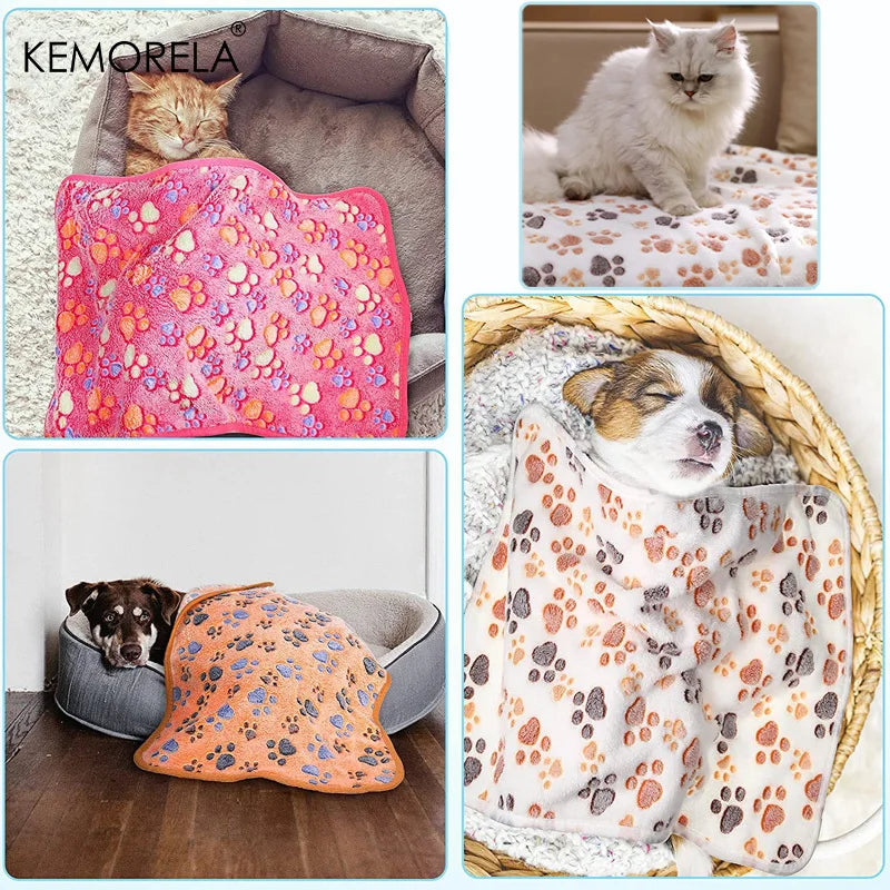 Dog Bed Mat Blanket Soft Fluffy Pet Blanket Cute Paws/Elephant Pattern Pet Travel Mat Warm Comfortable Blanket for Cat Dogs