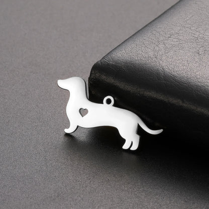 5 pieces/batch Cute Sausage Dog Wolf Pendant Stainless Steel DIY Earrings Bracelet Jewelry Fashion Jewelry Making