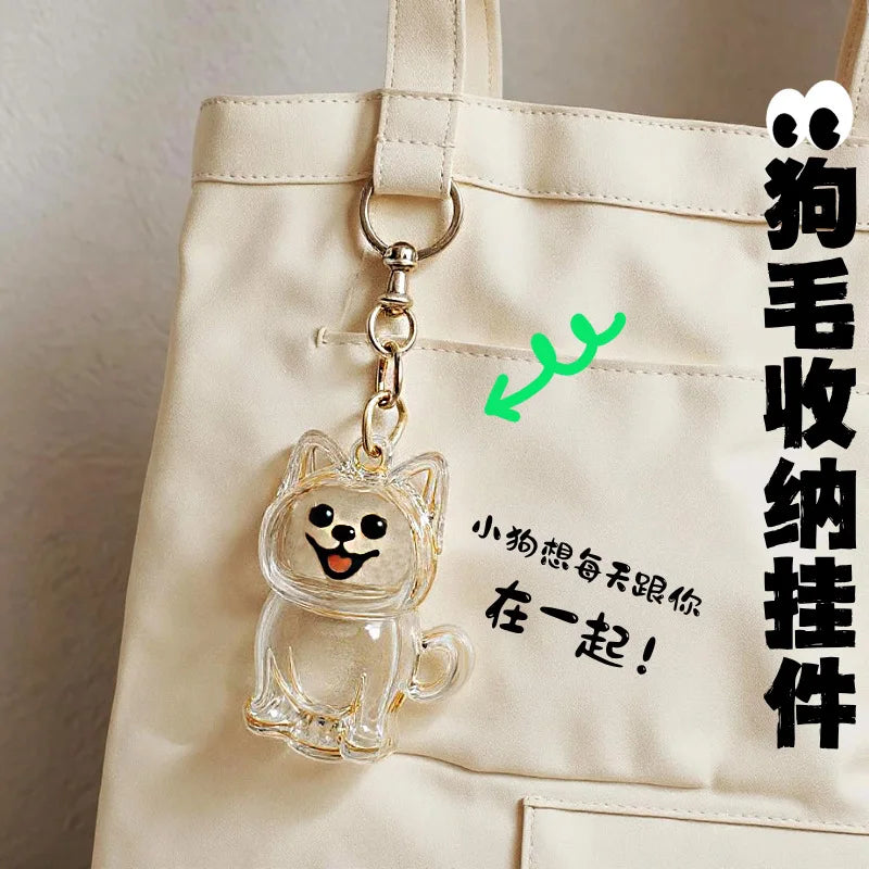 Dog Hair Storage Cute Pendant Keychain Bag Pendant Couple Car Key Chains Jewelry Souvenir Collection Gift Decoration Accessories