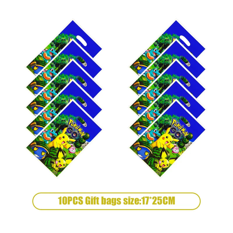 Pikachu Birthday Pokemon Party Decorations Pikachu Foil Balloons Disposable Tableware Plate Napkin Banner For Boy Party Supplies