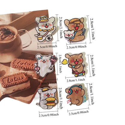 6pcs Cute Cartoon Acrylic Small Dog Refrigerator Magnets Kawaii Creative Fridge Photo Message Magnet Decorative