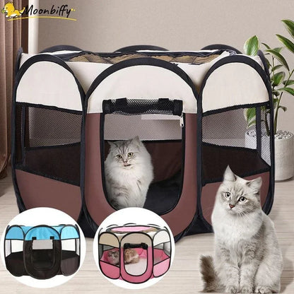 the DOGGY PLAYPEN - Portable Foldable Pet Tent Kennel, Octagonal Fence Puppy Shelter, Easy to Use Outdoor Easy Operation Large Dog Cages, Cat Fences