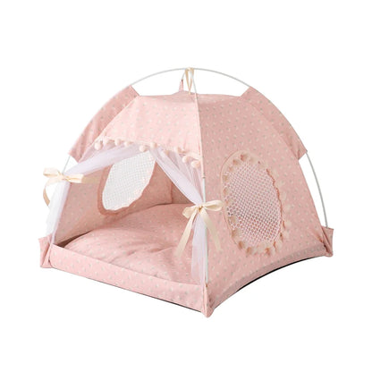 the PRINCESS PUPPY TENT - Pet Dog Tent House, Floral Print Enclosed Cat/Dog Tent Bed, Indoor Folding Portable Comfortable Kitten/Puppy Bed, Kennel for Small Pets
