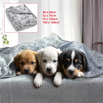 4 Sizes Ultra-Soft Paw Print Dog Blankets Machine Washable Cozy Pet Cats Dogs Pillow Pads for Indoor/Outdoor Use Easy Clean 1Pc