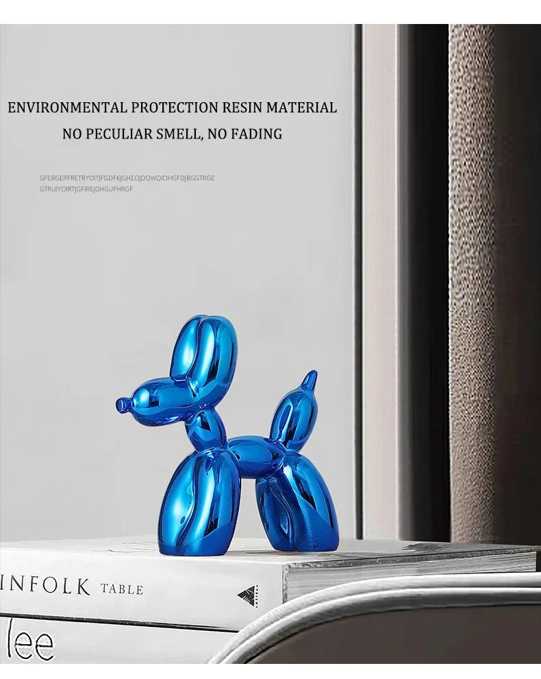 Resin Balloon Dog Sculpture Nordic Puppy Home Decor Living Room Desk Decor Office Figurines for Interior Decoration Home Statue