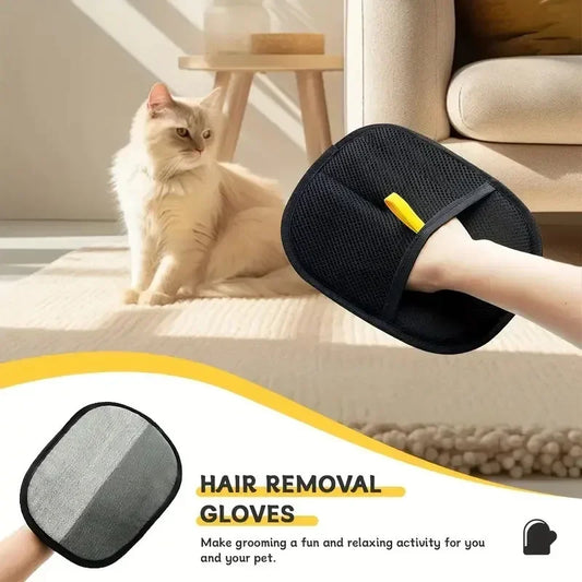 the STATICSWEEP PET GLOVES - Static Pet Hair Removal Gloves - Grooming & Deshedding Gloves for Dogs/Cats - Works on Sofa, Carpet, Clothes - Multi-Surface Brush