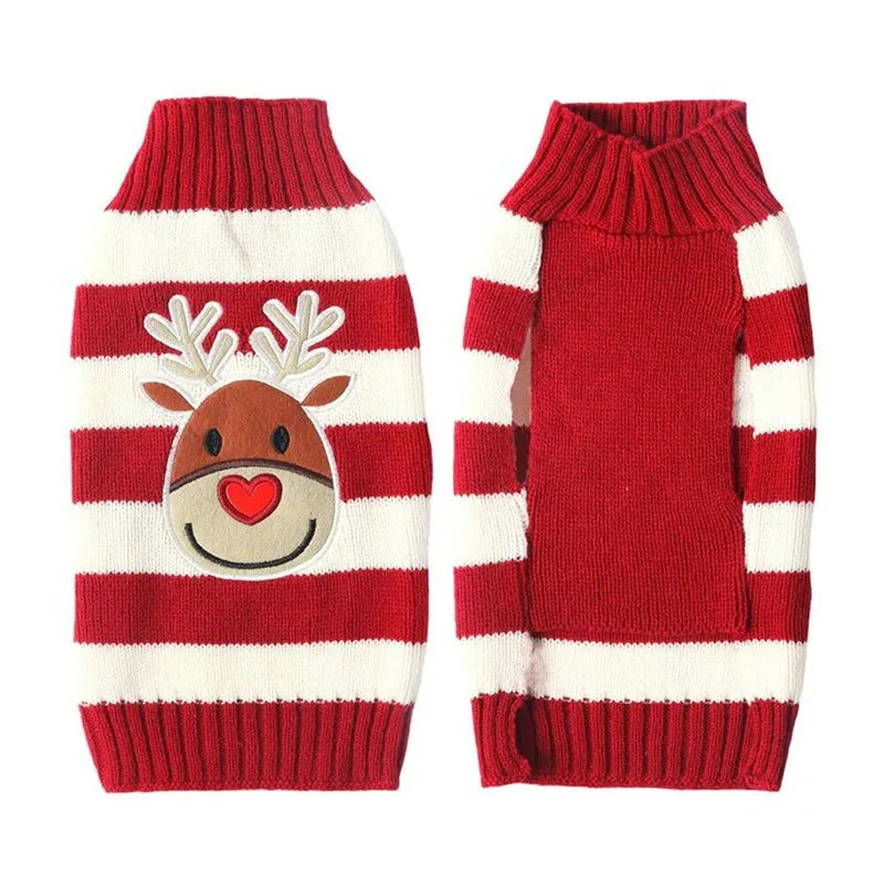 the PAW-LIDAY SWEATER - Christmas Warm Clothes for Dogs, Small/Medium/Large Dog Winter Sweater, Pet Clothing Knitted Coat, Cartoon Striped Big Dog Clothes