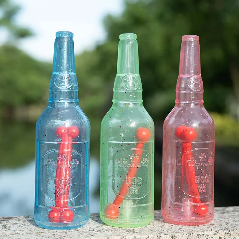 Pet Chew Toy Summer Floating Rubber Bottle For Puppy Interactive Teeth Cleaning Dog Squeaky Toy With Bone Dogs Toys