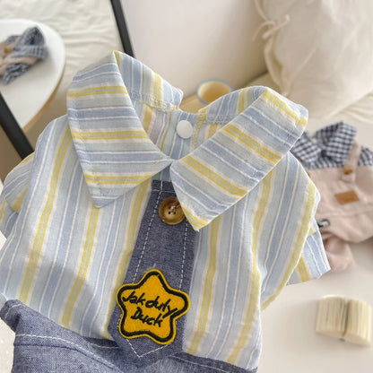 Summer Striped French Bulldog Overall Fashion Dog Jumpsuit Pants With Pocket For Small Medium Puppy Animal S XXXL Pugs Costume